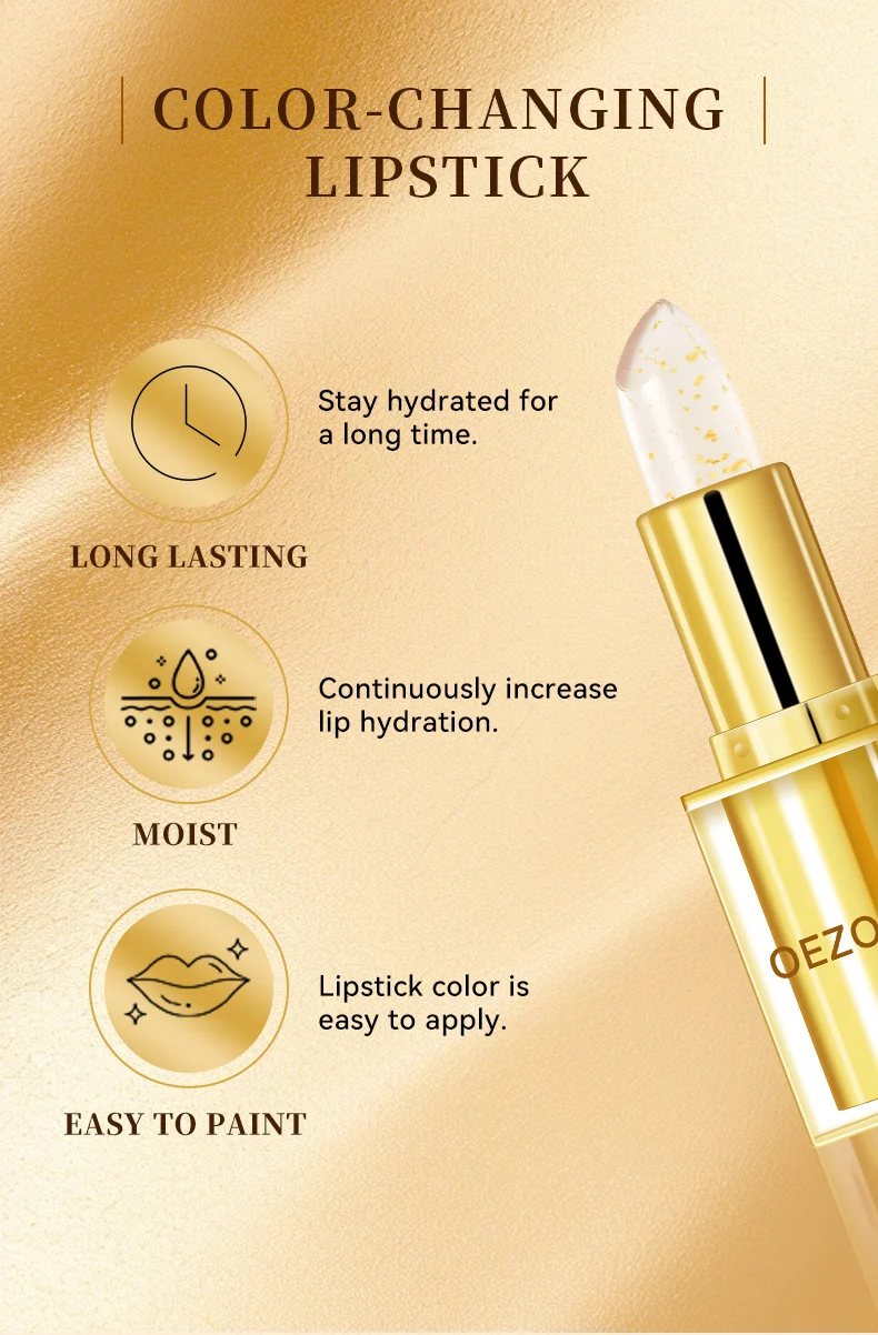 Color Changing Lipstick Hydrating Moisturizing Lip Balm with Gold Foil 3 color changing hydrating lipstick gold foil spu926238773164 desc 3