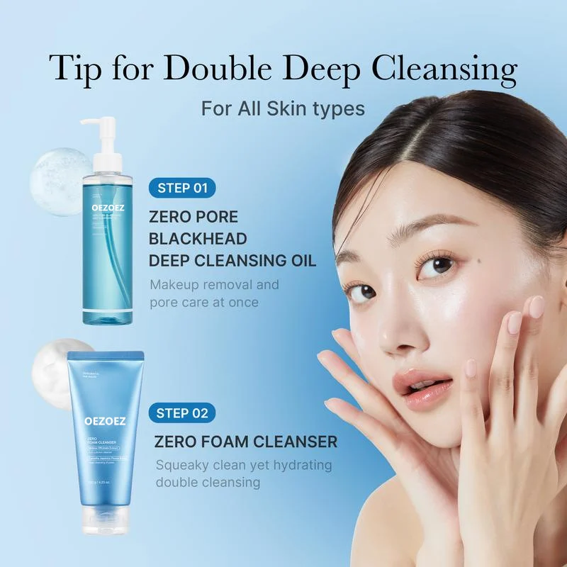 Double Cleansing Oil & Foam Set Deep Pore Cleanser for Blackheads and Sebum Control 3 double cleansing oil foam set deep pore cleanser blackhead sebum control spu908848182412 desc 3