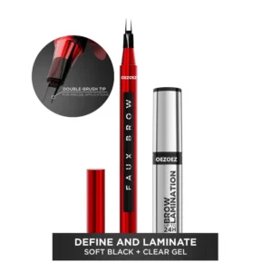 Eyebrow Pencil & Lamination Gel Kit Double Brush Tip for 24H Defined Brows