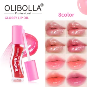 OLIBOLLA Glossy Lip Oil with Honey, 8 Colors, Moisturizing & Long-Wear