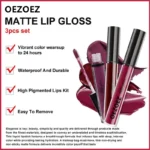 Matte Liquid Lipstick 3 Piece Set Hydrating Long Lasting Waterproof Lip Gloss Kit Spu952339945928 2