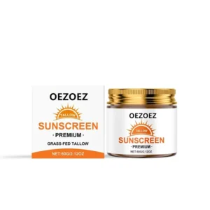 Tallow Sunscreen Premium Grass-Fed 60g, Waterproof & Sweat-Resistant, Daily UV Protection